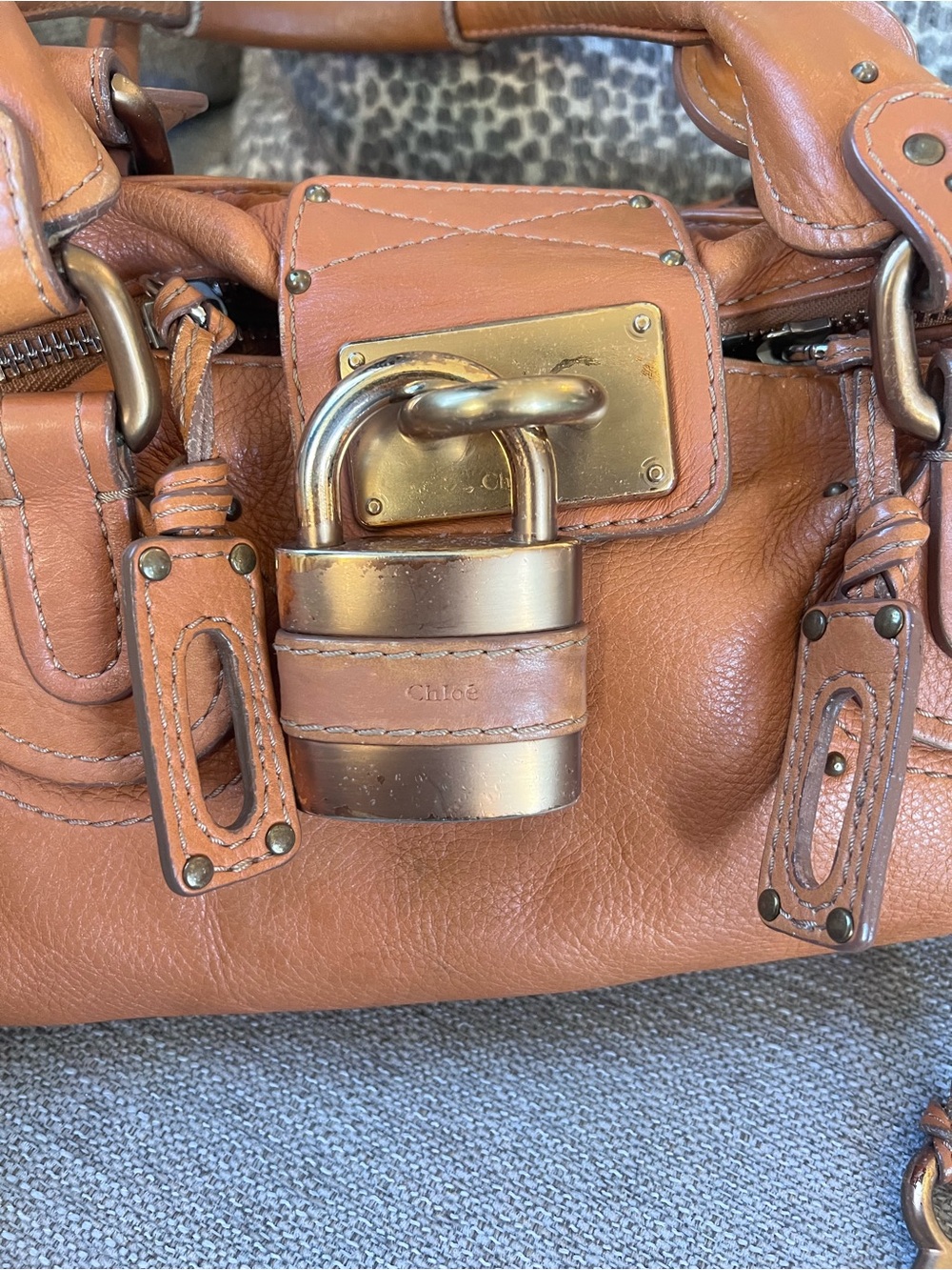 Chloe Paddington Camel Tan Leather Handbag with Gold Accents - Picture 6 of 11